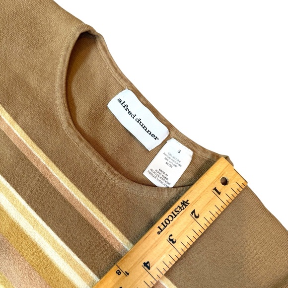 Alfred Dunner Brown and Yellow Striped Short Sleeve Tee - Picture 4 of 5